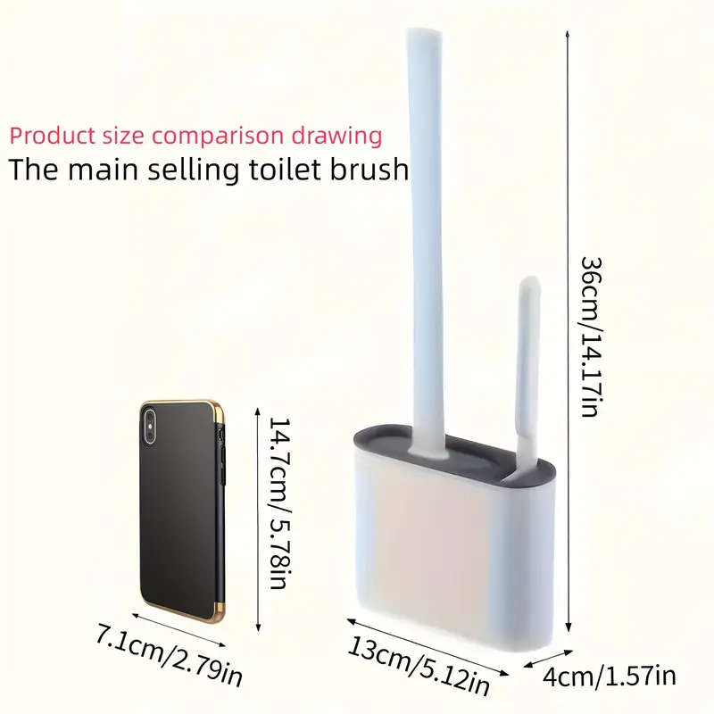 1 Set Of 2 Toilet Brushes And 1 Toilet Seat Wall-Mounted Toilet Brush Silicone Soft Toilet Brush Hea
