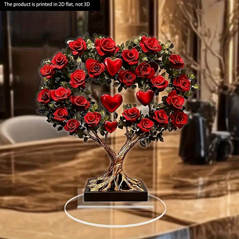 1pc 2D Flat  A Bouquet of Roses Filled with Love Along with a  Acrylic Ornament Makes a Great Ch