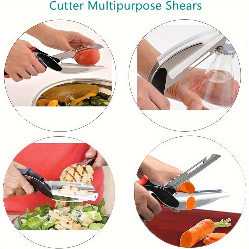1pc Versatile Stainless Steel Kitchen Shears 5-in-1 Multifunctional Food Scissors with Built-In C