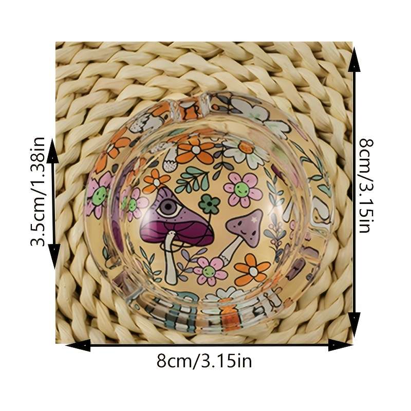 1pc Glass Ashtray Suitable for Home And Bars Creatively Designed with a Transparent Round Shape