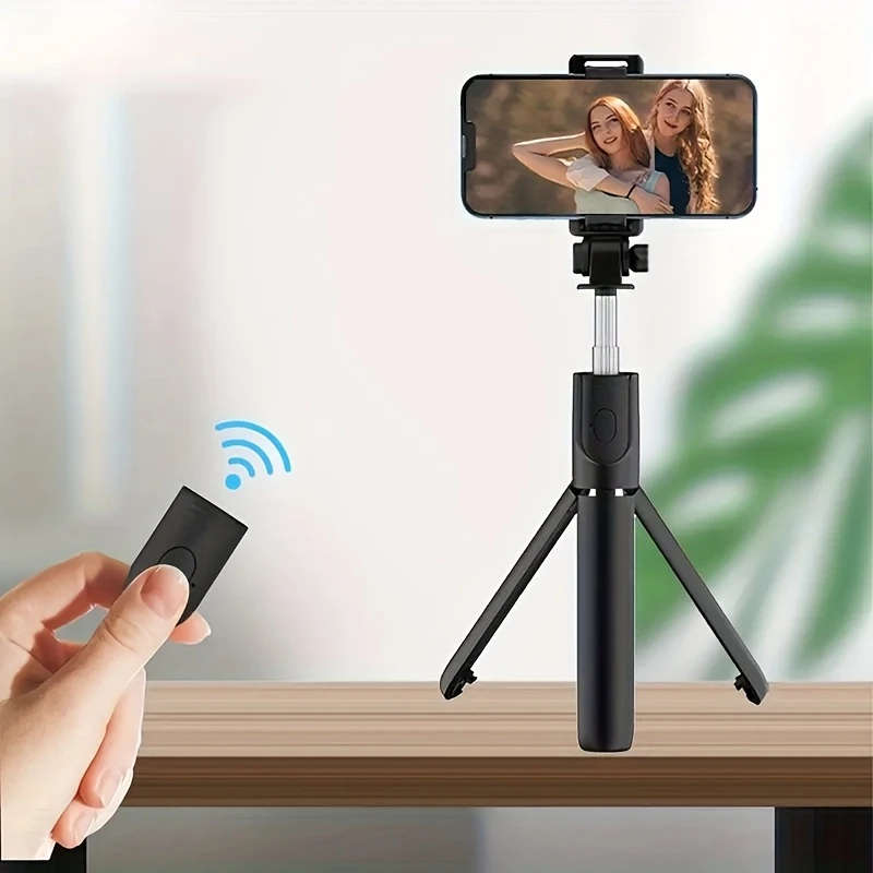 1pc Mobile Selfie Stick Retractable Tripod with Wireless Remote Compatible with iPhone and Android S