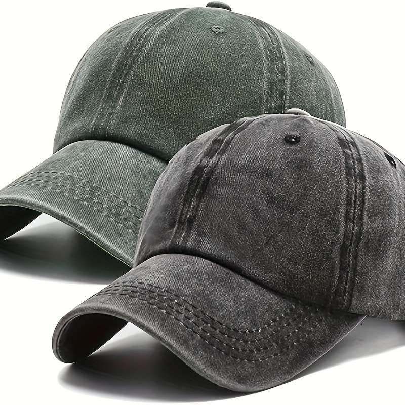 1pc Vintage Washed Denim Baseball Caps 100% Cotton Unisex Adjustable Inelastic Outdoor Sun Sh