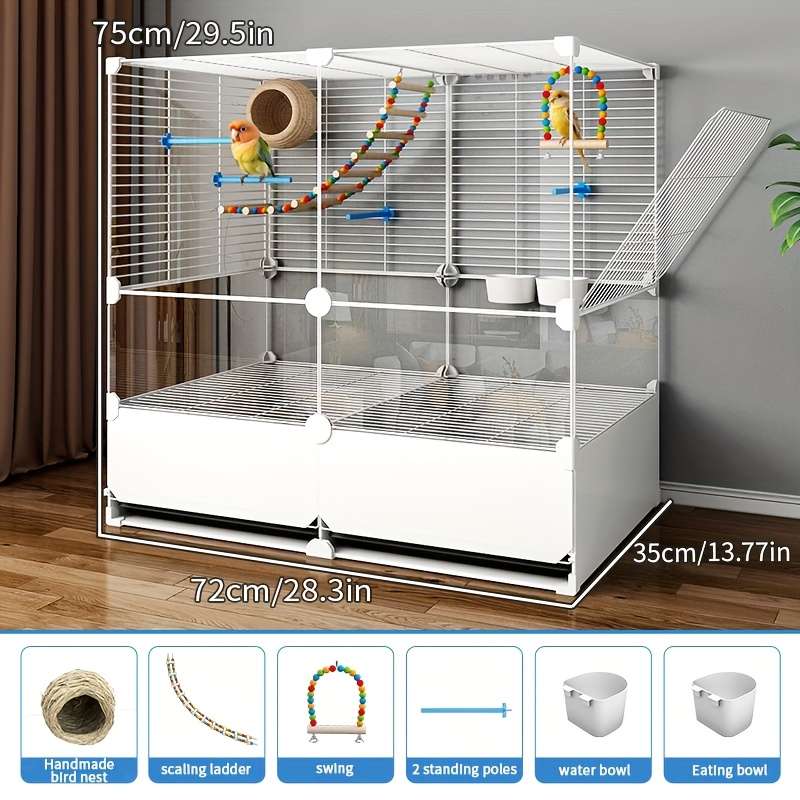 1pc White Model Anti-splash food 2 rows 3 layers 1 rowPet Cage