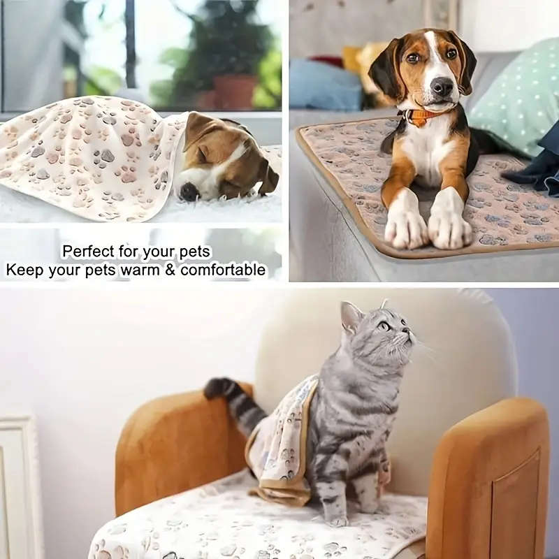 3pcs Pet Blankets for Dogs Cats Soft Polyester Fiber Machine Washable Stain-Resistant