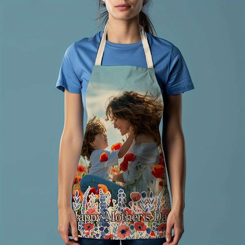 1pc Custom Photo Apron Personalized Kitchen Dining Wear for Mother's Day Birthdays Anniversar