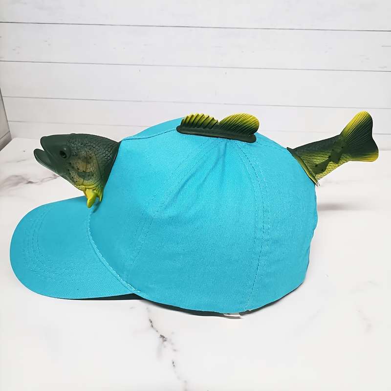 1pc Funky 3D Trout Fish Decor Baseball Cap Lightweight Polyester Sun Hat with Mesh Back PVC Coat