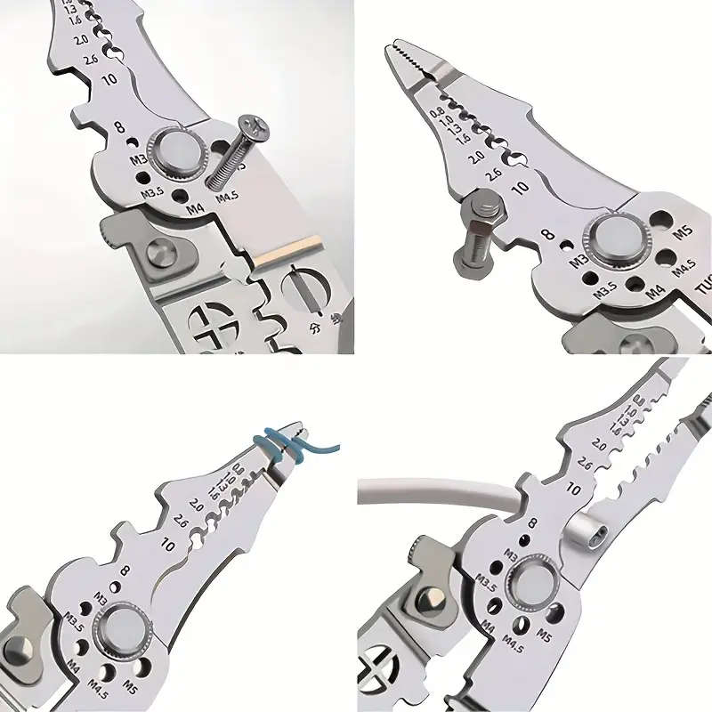 1pc Premium Multi-Function Wire Stripper Crimping Tool Chrome Vanadium Steel Durable Cutter with Non