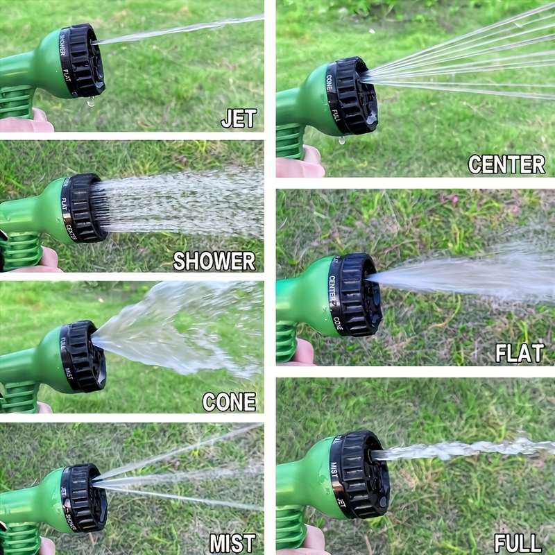 1Pc Green Adjustable 3X Retractable Rubber Hose High Pressure Spray Gun