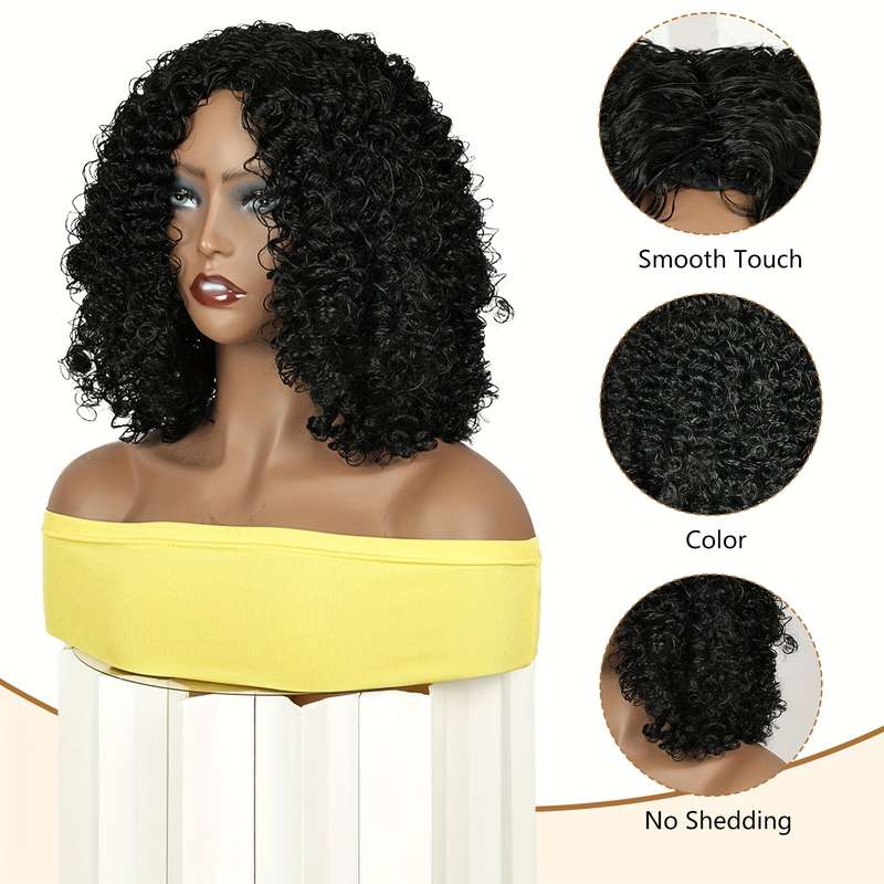 1Pc Black 35.56cm Fashion Design Wig