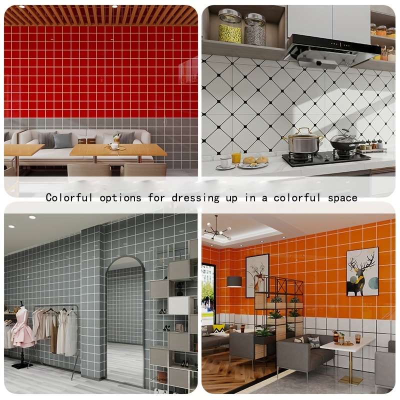 1PC Wall StickersGlossy Red 8 Grids30cmX60cm
