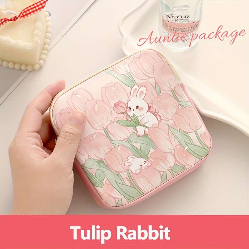 1pc Cute Cartoon Oil Painting Design PVC Storage Bag Casual Style Lightweight Hand Washable