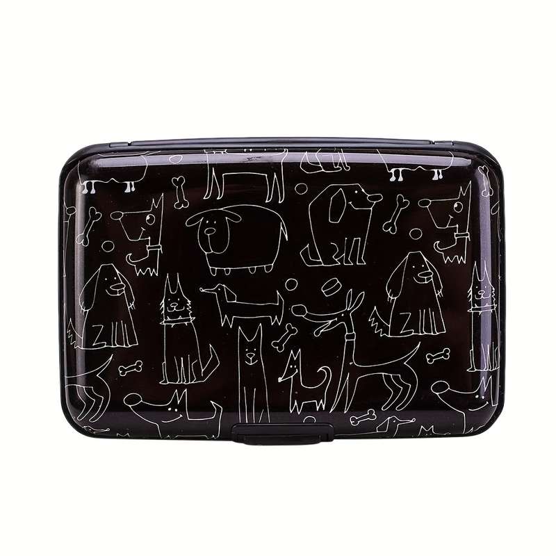 1pc RONG REN HUI Modern Egyptian-Inspired Line Art RFID Blocking Aluminum Wallet Compact Metal Ca