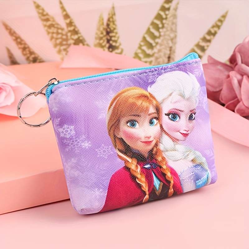 1pc Kawaii Frozen-Themed Coin Purse Card Holder with Zipper Cute Portable Wallet Featuring Els