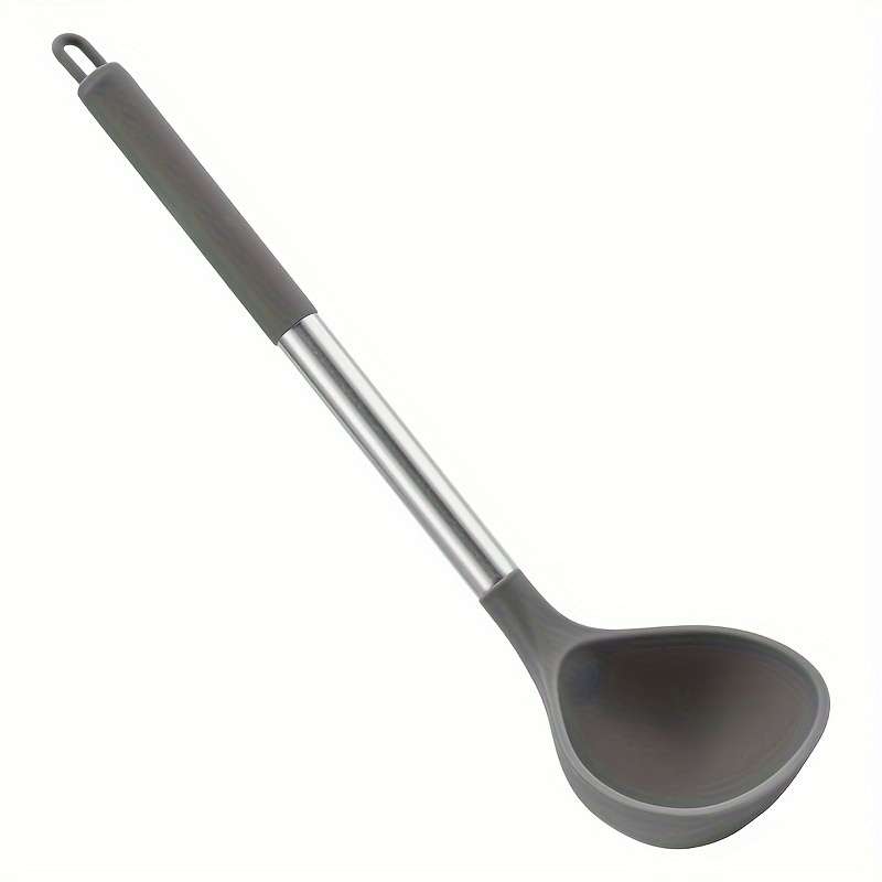 1pc large silicone spoon silicone spoon stainless steel handle spoon large spoon non-stick