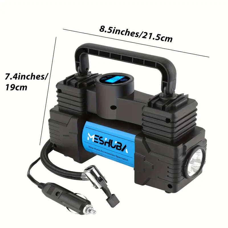 1pc 12V Portable Tire Inflator 150PSI Air Compressor with Digital Pressure Gauge Magnetic Material C