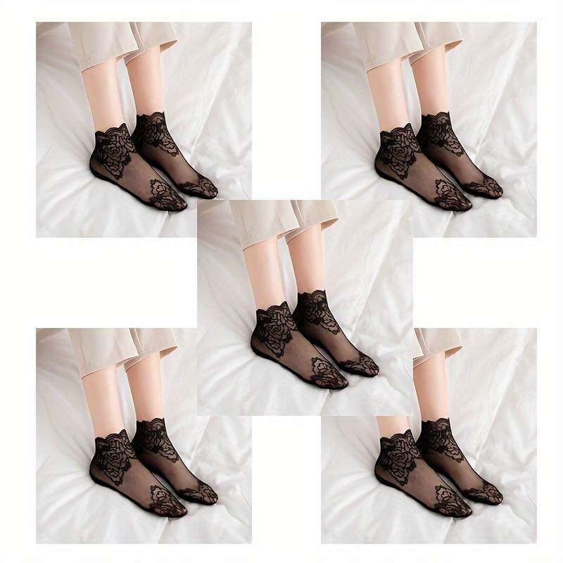 5 Pairs Black One Size High Elastic Socks