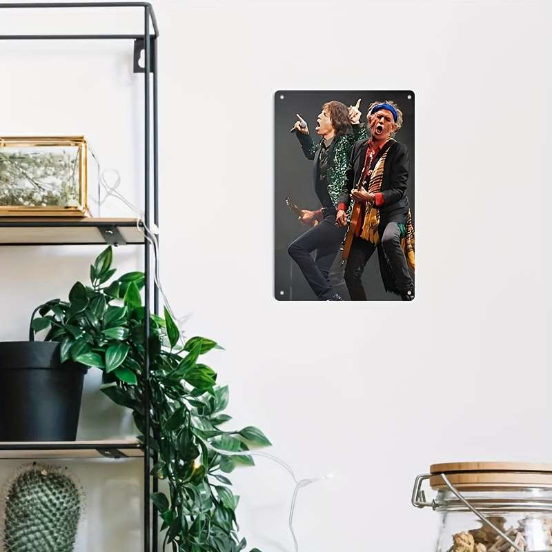1pc Vintage Rolling Stones Band Metal Poster 20.32x30.48 cm Tin Sign with Iconic Mick Jagger Gu