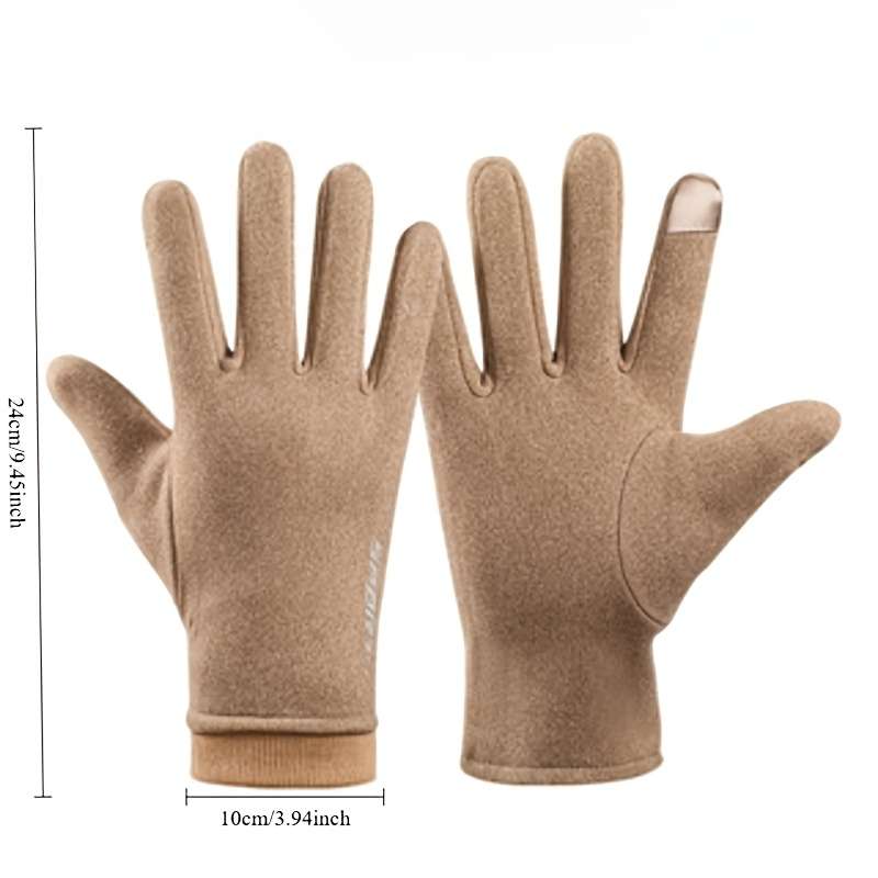 1 Pair Khaki One Size Warm Gloves