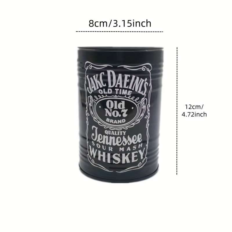 1pc Classic Black Metal Ashtray with "Angela Deans" Design Versatile Pen Makeup Brush Holder I