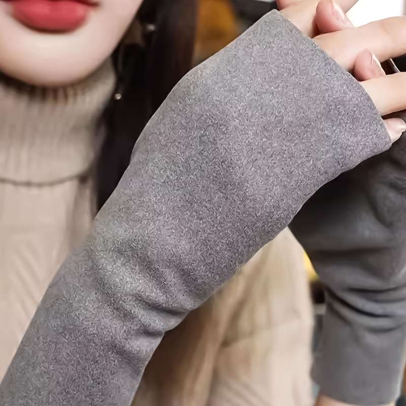 1 Pair Black One Size Warm Gloves