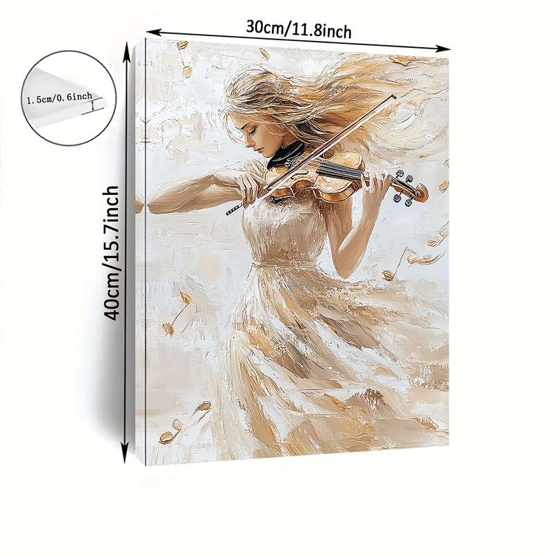 1pc Canvas Art Featuring a Beautiful Woman Playing The Violin Dressed Elegantly Framed for Wall D