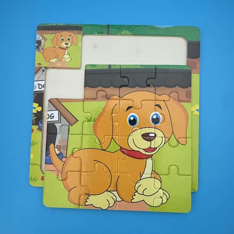 1pc Wooden Dog Puzzle for Fun Animal Shape Matching Game Coordination Skill Develo
