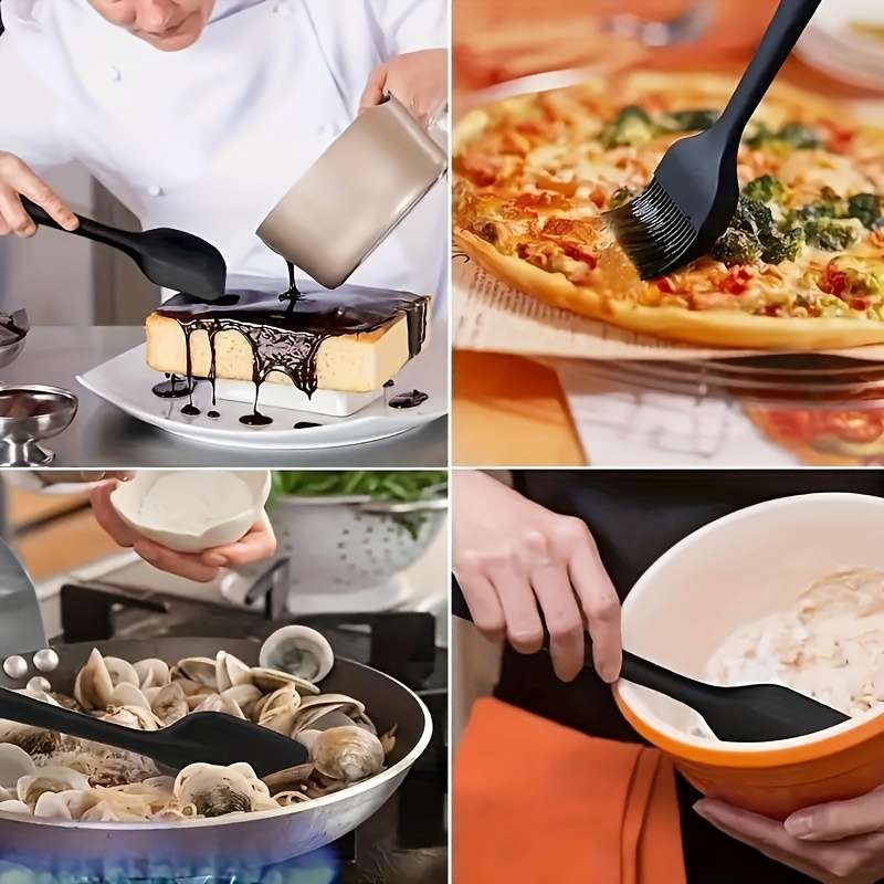 5pcs Silicone Kitchen Tools Set Nordic Colors Large Small Spatulas Serving Spoons Oil Brush