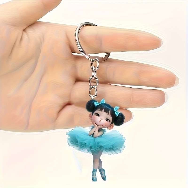 1pc 2D Flat   Acrylic Keychain New Acrylic Ballerina Girl Style Keychain Double-Sided Printin