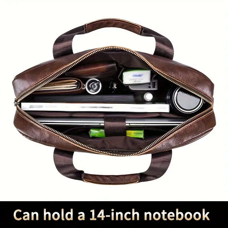 Genuine Cowhide Leather, Multi Functional Casual Bag, Large Capacity Computer Briefcase