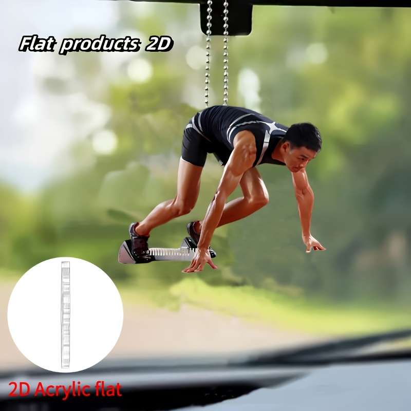 1pc 2D Flat  Durable Acrylic Running Athlete Keychain  Men'S Track and Field Design Perfect fo