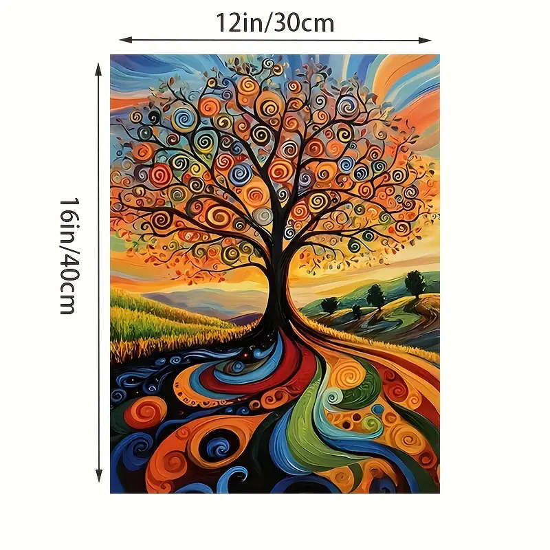 1pc Van Gogh's World Tree Canvas Print Rustic Farmhouse Wall Art Frameless 30.48x40.64cm Poster for