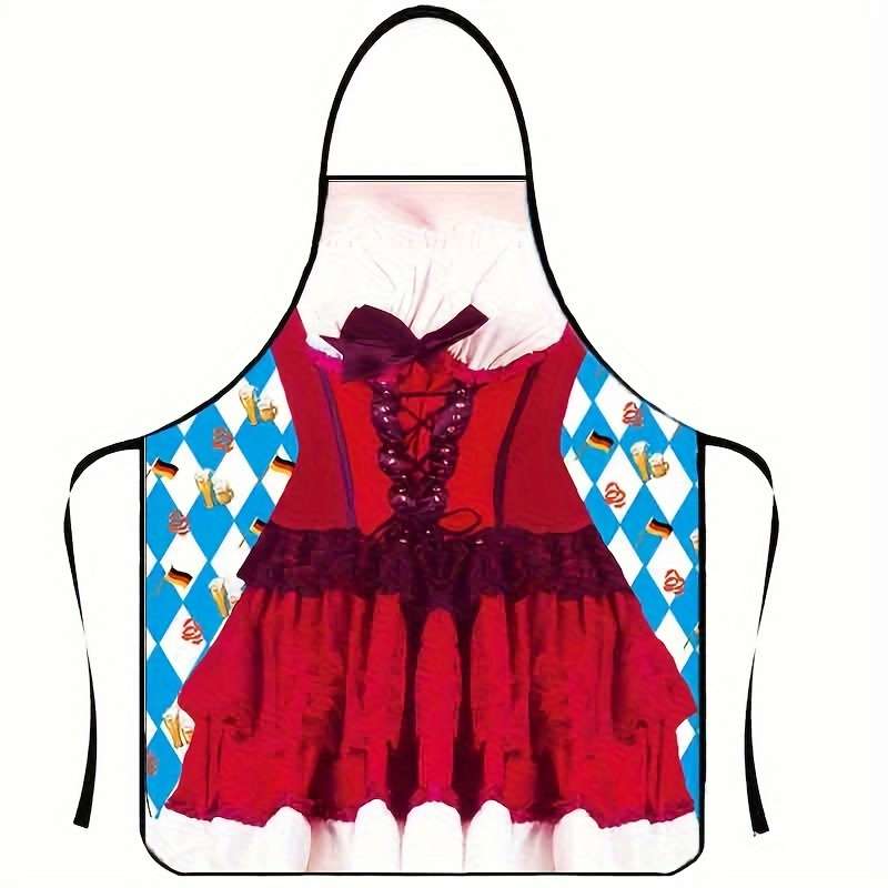 1pc Polyester Apron with Beer-Themed Print Stylish Kitchen Dining Wear for Men and Women Origi