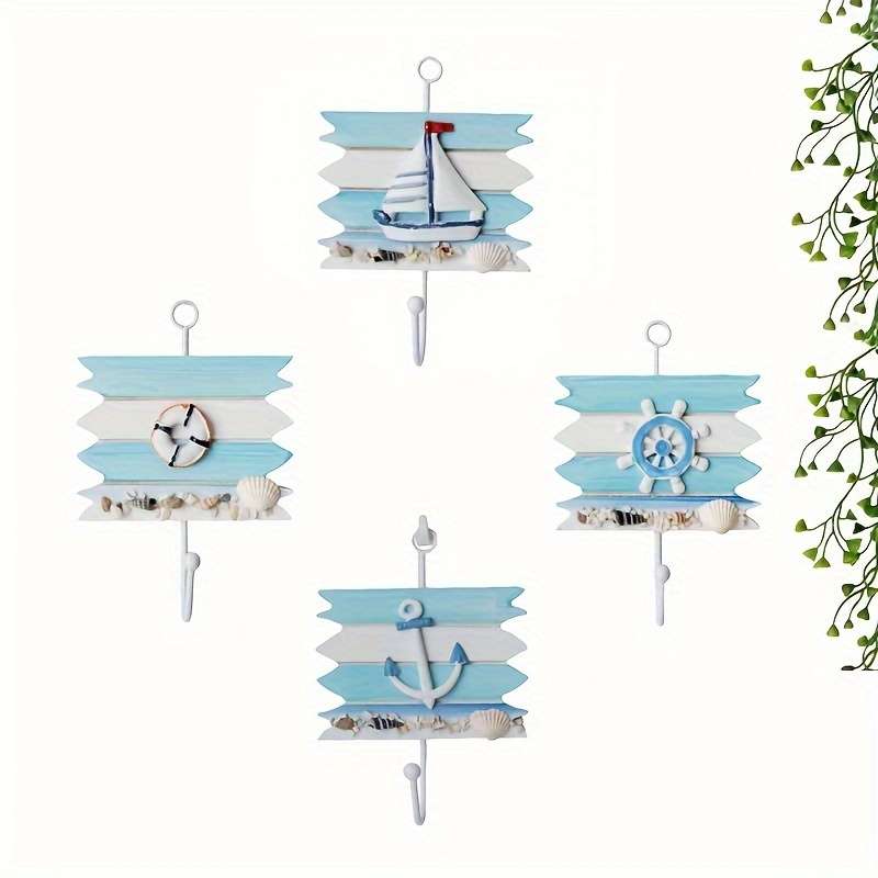 1pc Contemporary Wood Robe  Towel Hooks Wall Mounted Easy Install Storage Organizer for Home Hotel C