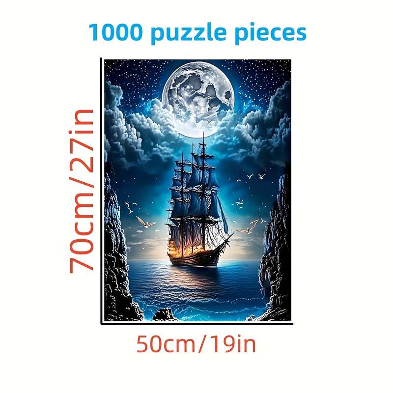 1000pcs DIY Puzzle Sailboat Thick and Durable Adult Seamless Puzzle Suitable for Bi