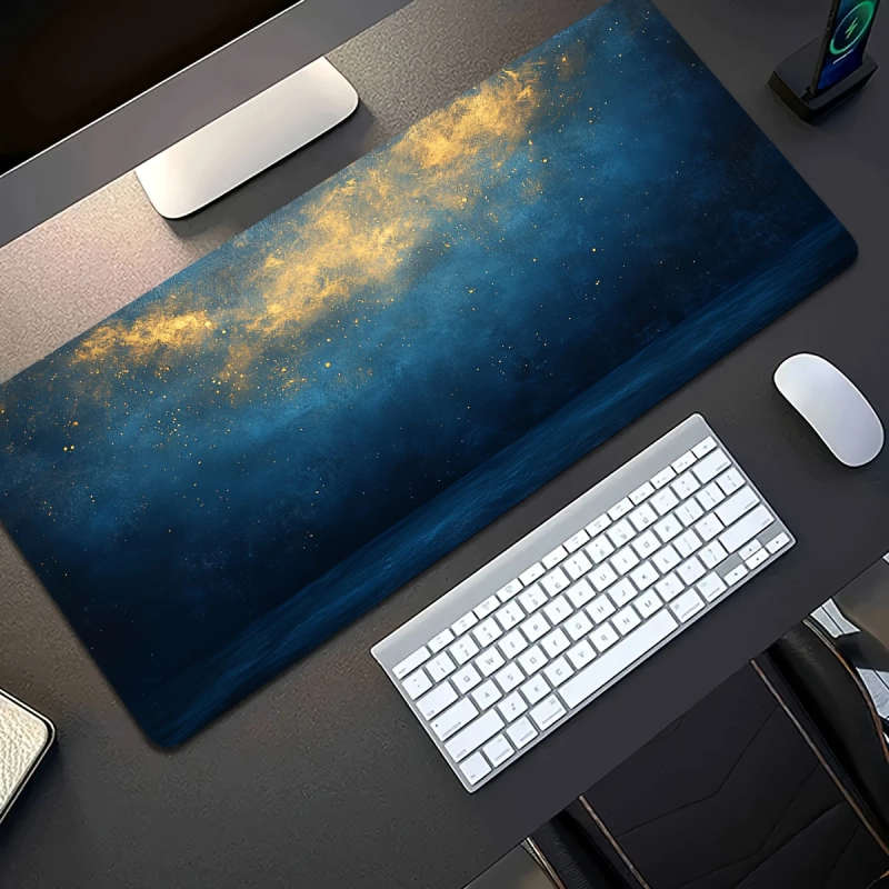 1pc 30x60cm Fantasy Deep Blue Golden Glitter Starry Sky Mouse Pad Soft Touch Office Desk Accessory