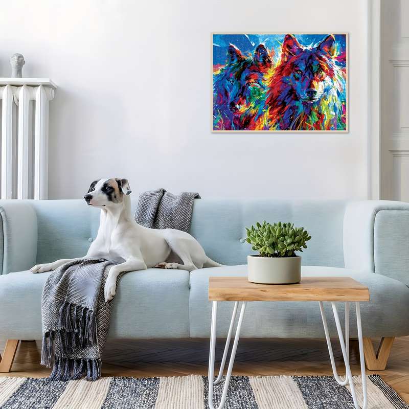 1000pcs Jigsaw Puzzle Vibrant Painted Wolves 48.9 x 67.95cm Intermediate Skill L