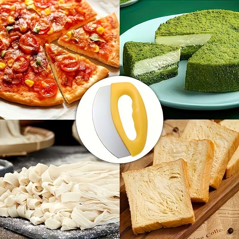 1pc SHAON Ultra Sharp Stainless Steel Pizza Cutter with Rocker Arm Lid Protective Cover Multif