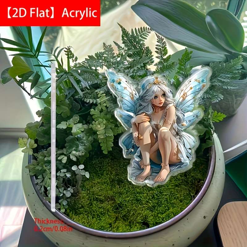 1pc 2D Flat   Plane Not 3D 1 Fairy Garden Decorative Stake
