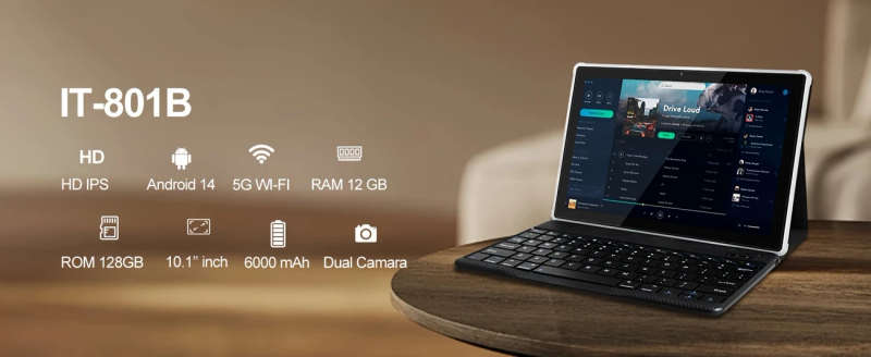 10.1 Inch 2 In 1 Tablet With Keyboard, Mouse, Case, Stylus, 128Gb Rom 12Gb 4Gb+8Gb