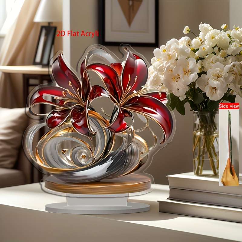1pc 2D Flat   Blessing Health Lily Flower Desktop Decoration Suitable for Bedroom Cafe an