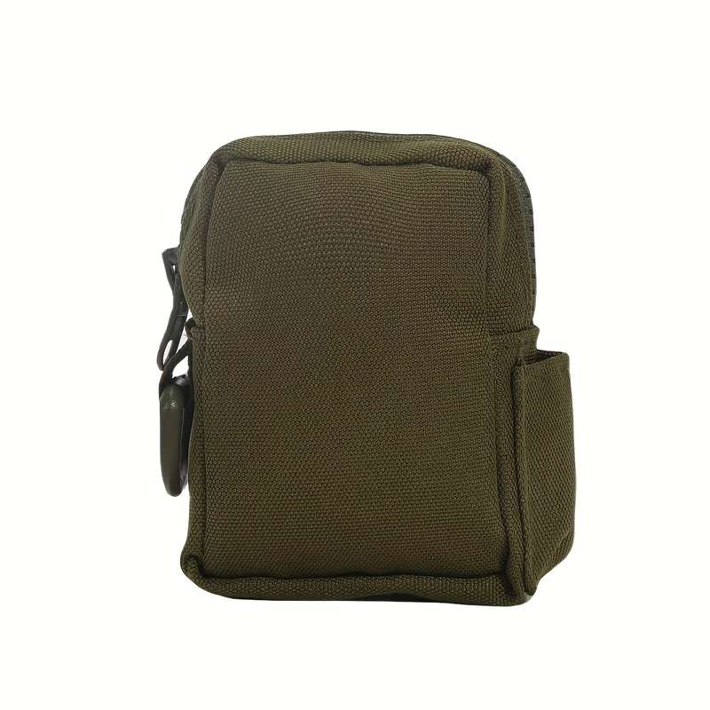 1pc Outdoor Canvas Waist Bag Black Oxford Cloth Secure Zippered Coin Pouch with Clip Durable