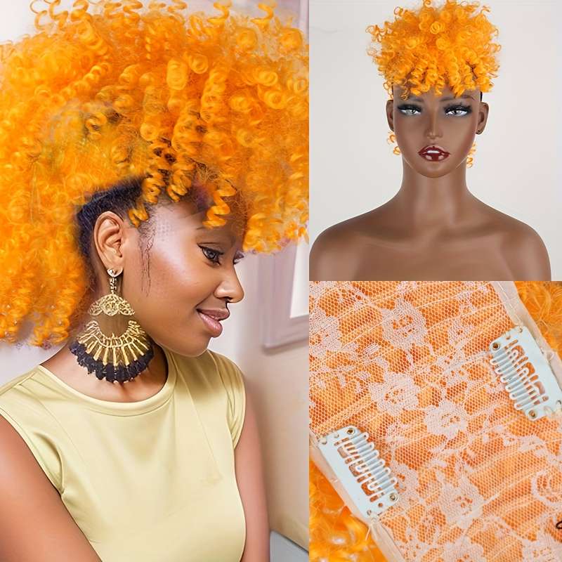 1Pc Orange 40.64cm Fashion Design Wig