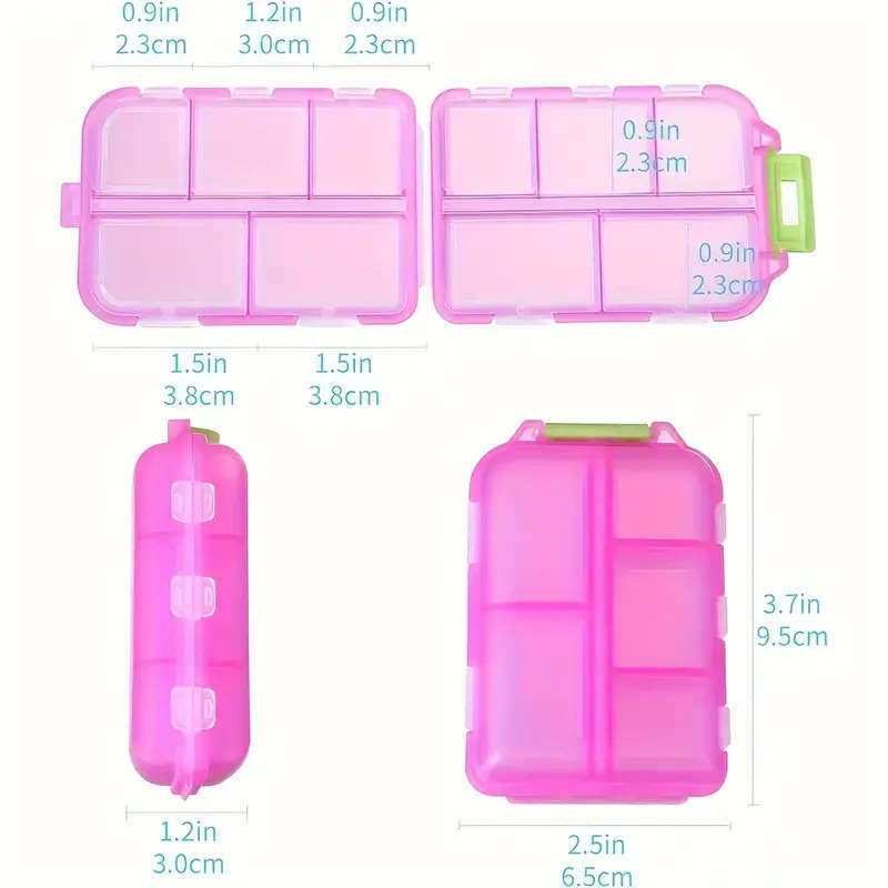 1pc Travel Pill Storage - 10-compartment Pill Box Compact and Portable Pill Box Pill Holder