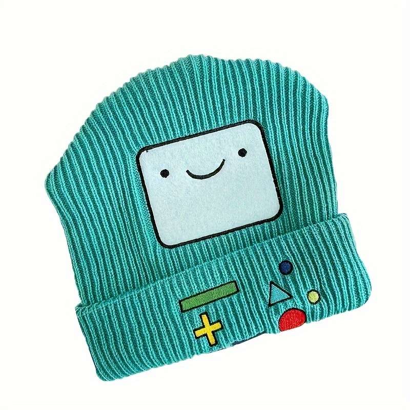 1pc Robot Adventure Treasure Embroidered Beanie Unisex Brimless Knitted Hat Casual Warm Cold Ha