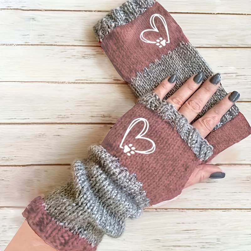 1 Pair Red Warm Gloves