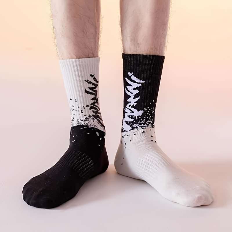 5 Pairs Of Mixed Colors One Size High Elastic Socks