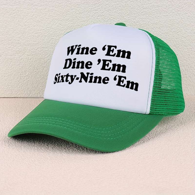 1pc VERG Breathable Mesh Baseball Cap with Letter Print Adjustable Hand-Washable Polyester Truck
