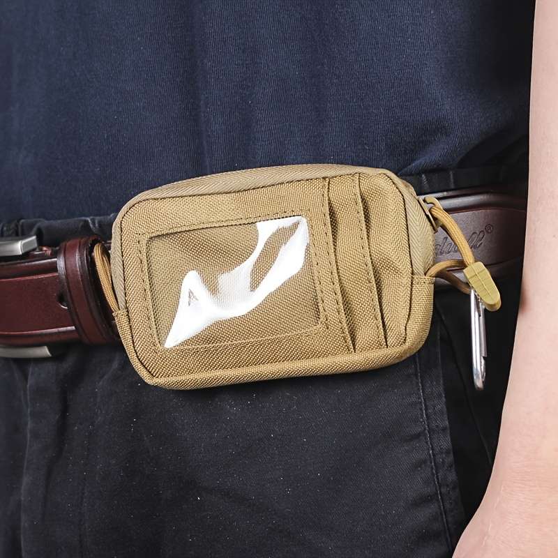 1pc Canvas Coin Purse with Zipper Driver'S License Holder Card Case Belt Bag Small Sports Pouch