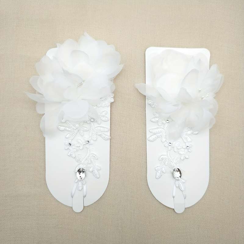 1 Pair Red One Size Elegant Bridal Lace Gloves