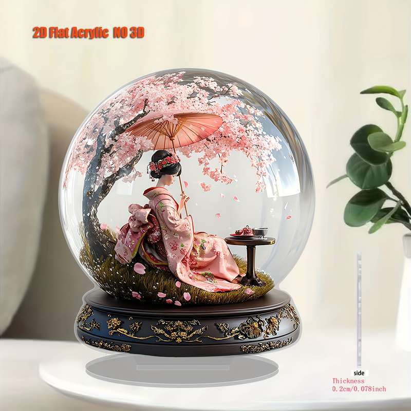 1pc 2D Flat    Charming Japanese Cherry Blossom Girl Acrylic Desktop Decoration Perfe